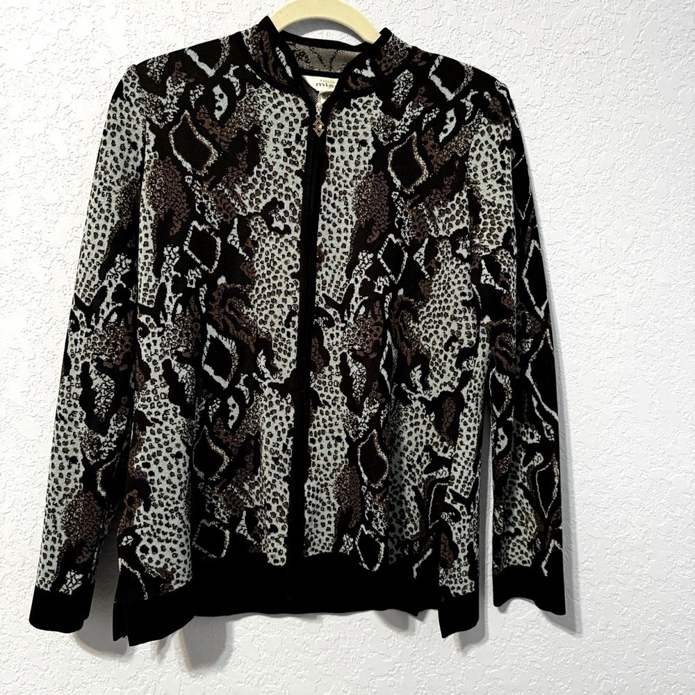 Exclusively Misook Animal Print Lightweight Sweater Jacket